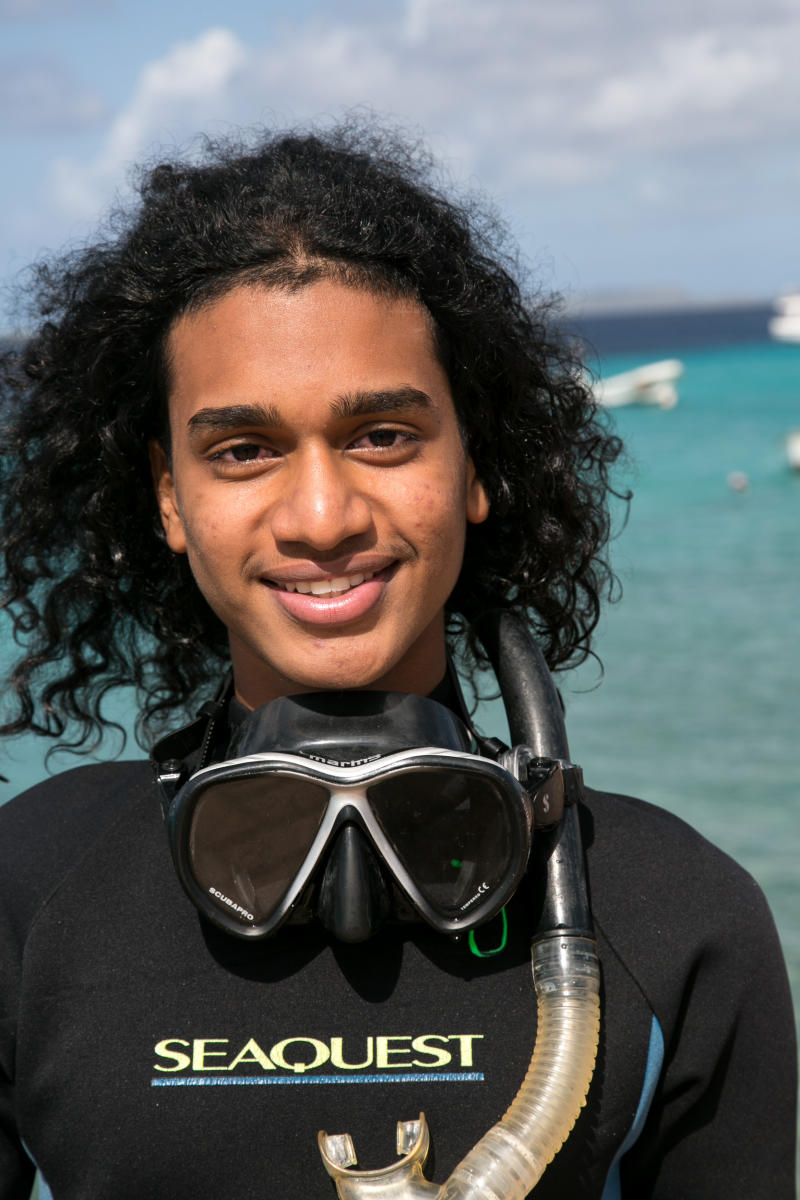 A young local diver, Bonaire Island, Dutch Antilles