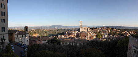 Perugia with Assisi in the distance